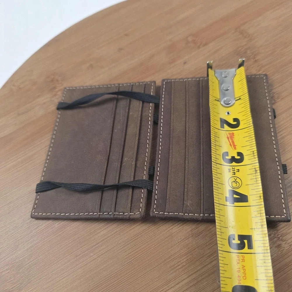 J Crew Wallet Mens One Size Brown Leather Slim Fold Card Case Logo Minimalist